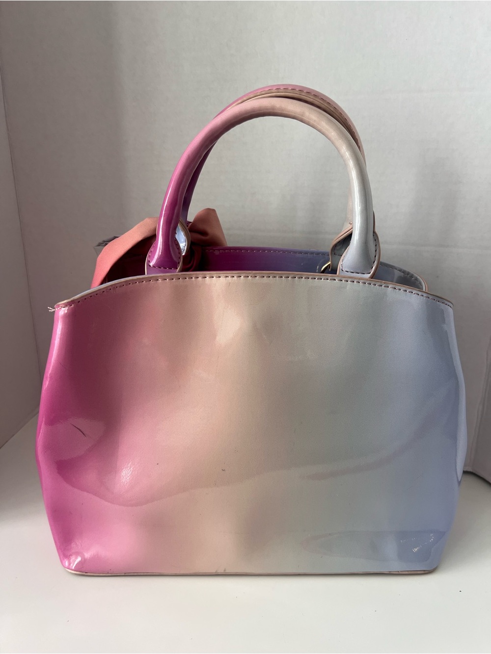 Betsey Johnson Pink, Lilac & Cream Gradient Mini Satchel with Bow - Picture 2 of 9
